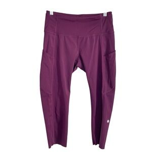 Lululemon‎ Wunder Train High-Rise Tight Crop 20” Womens Size 4 Burgundy Red